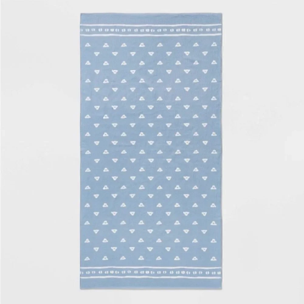 Threshold Beach Towel Size is 36x72 Cotton Terry Cloth Geometric Design